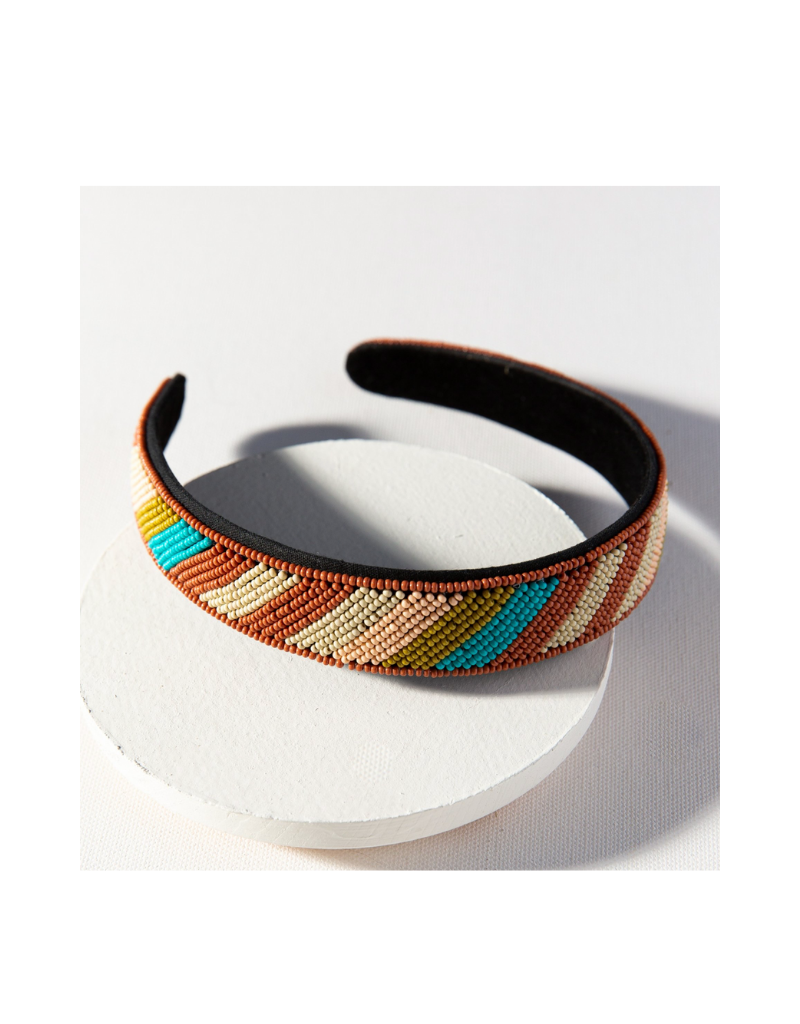 Rust and Turquoise Diagonal Stripe Headband