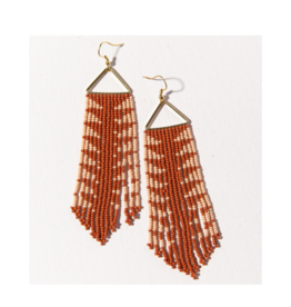 Rust with Pink Arrow Fringe on Triangle Earring