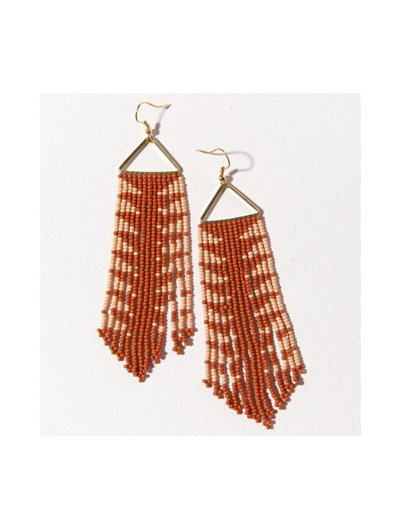 Rust with Pink Arrow Fringe on Triangle Earring