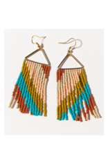 Rust, Pink, and Turquoise Diagonal Stripe Triangle Earring