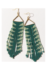Teal with Mint Arrow Fringe on Triangle Earring