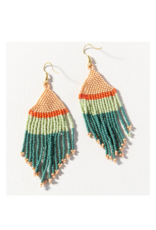 Teal, Pink and Mint with Coral Stripe Fringe Earring