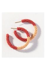 Terra Cotta and Pink Color Block Hoop Earring Small