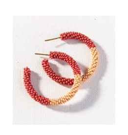 Terra Cotta and Pink Color Block Hoop Earring Small