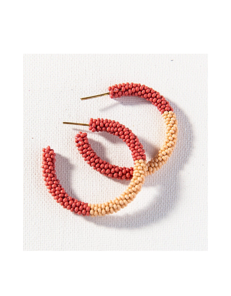 Terra Cotta and Pink Color Block Hoop Earring Small