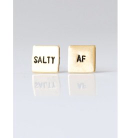 Salty AF, Hand Stamped Earrings