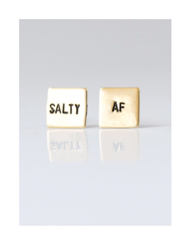 Salty AF, Hand Stamped Earrings