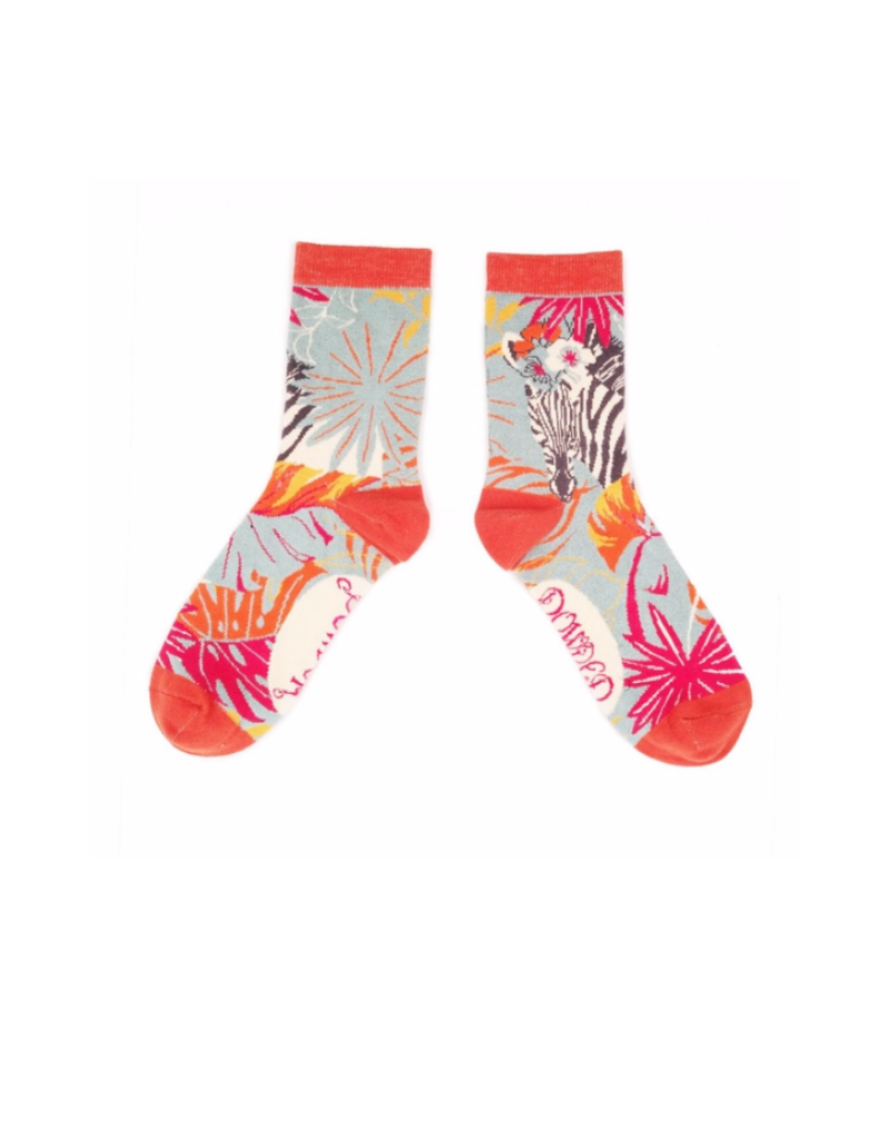 Ladies Ankle Socks Floral Zebra