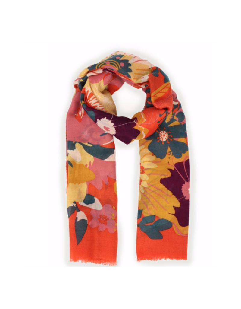 Modern Floral Print Tangerine