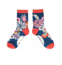 Ladies Ankle Socks Retro Meadow Teal