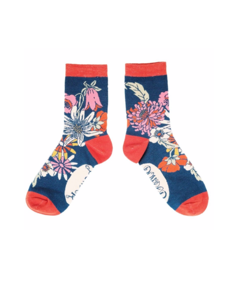 Ladies Ankle Socks Retro Meadow Teal