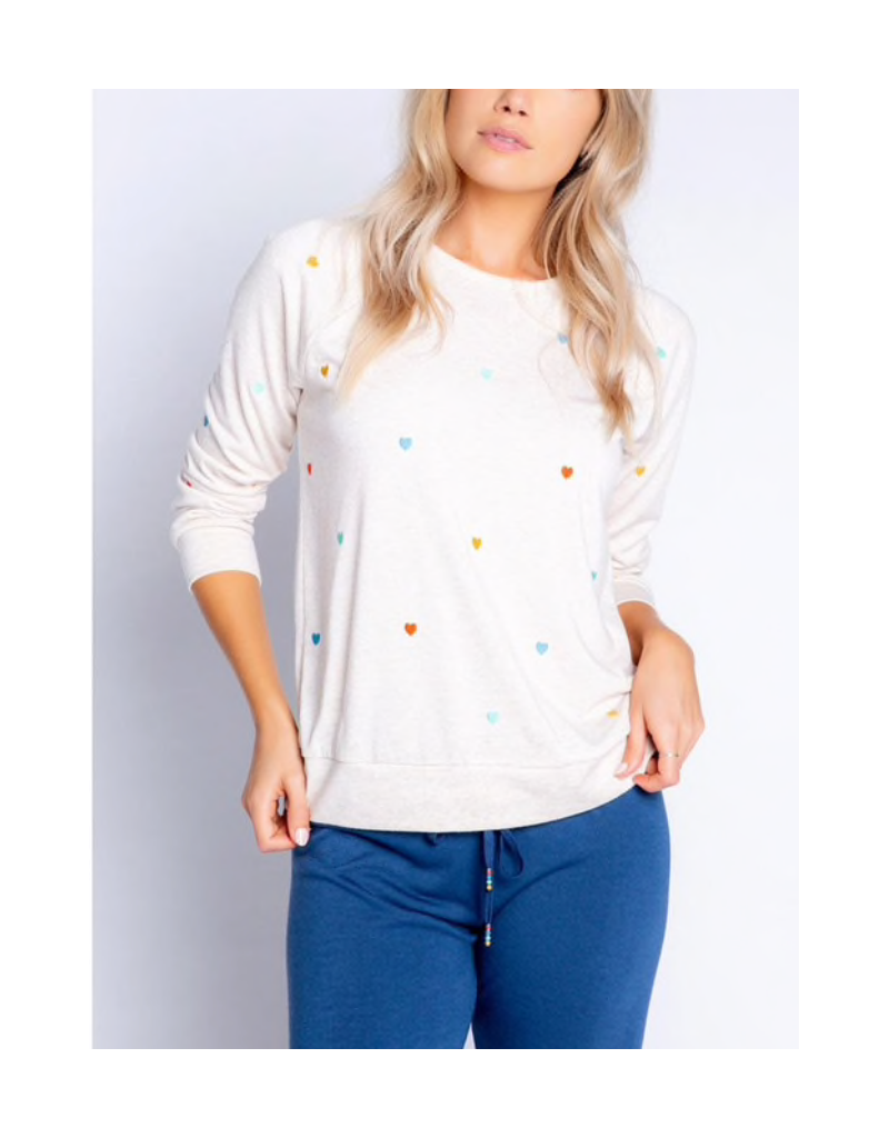 Retro Lounge Top with Heart Print Top