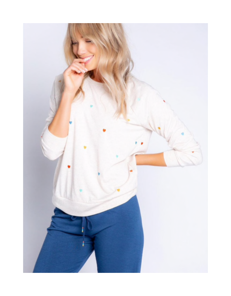 Retro Lounge Top with Heart Print Top