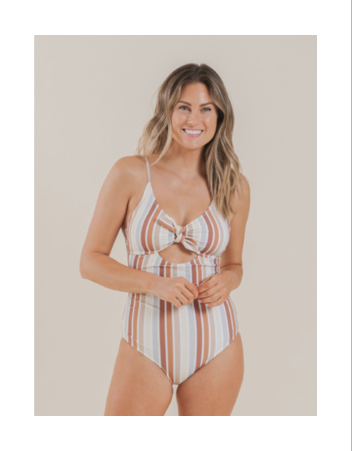 Striped Keyhole One Piece