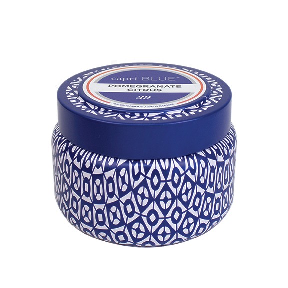 Capri Blue Printed Travel Tin Pomegranate Citrus