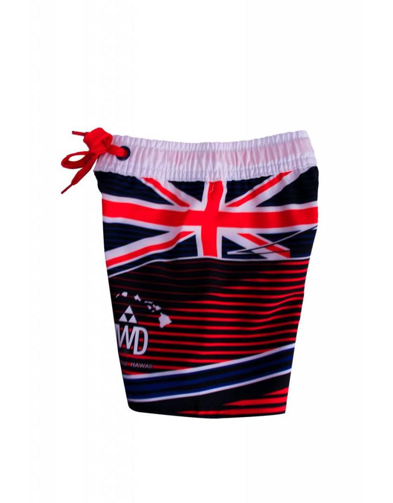 Big Wave Dave BWD Hawaiian Flag Toddler Boardshorts Red,White, Blue