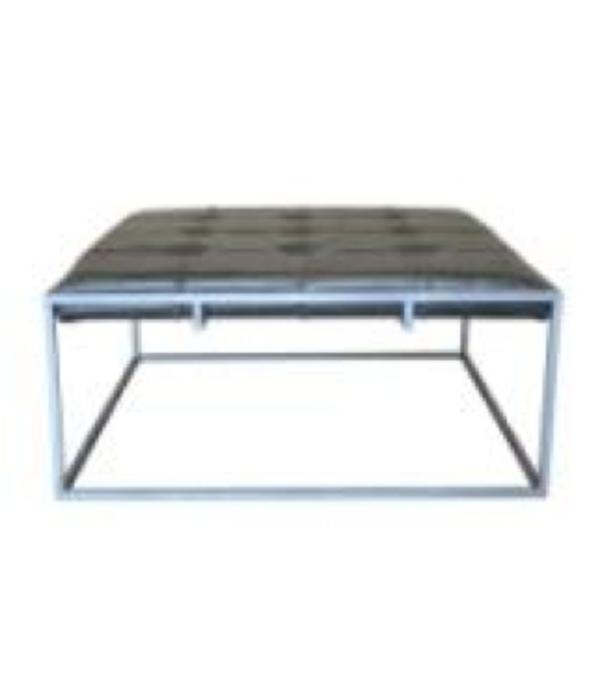 Square Ottoman Coffee Table With Grey Leather Silver Square Ottoman Coffee Table With Grey Leather Silver