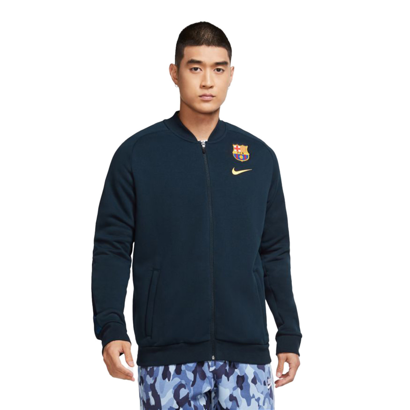 NIKE FC BARCELONA 20/21 GFA FLEECE TRACK JACKET (NAVY)