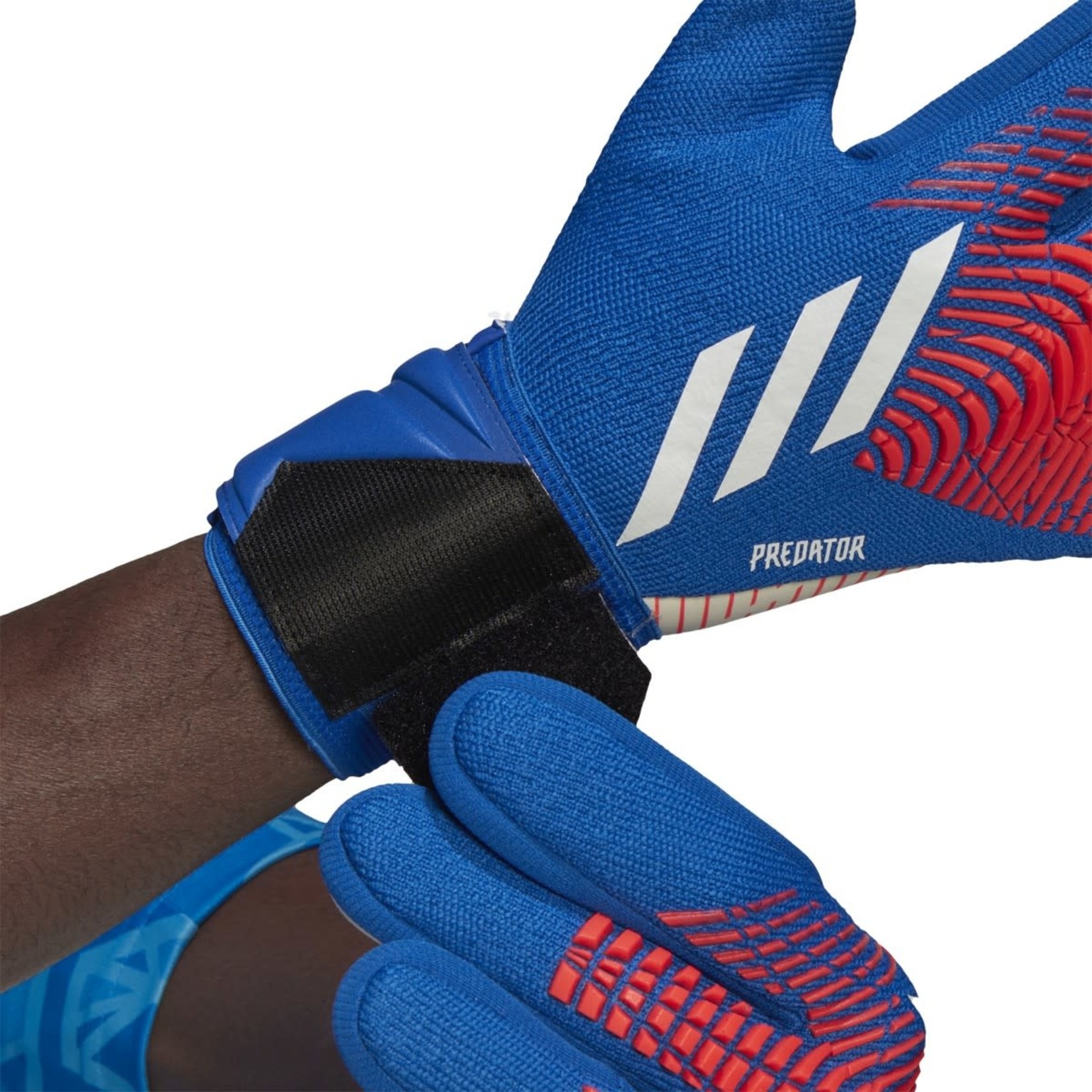 adidas Predator Match Fingersave Goalkeeper Gloves-Blue/Turbo