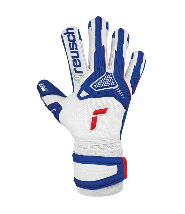 Reusch Attrakt Freegel Gold Sleek Finger Support Glove (White/Blue)