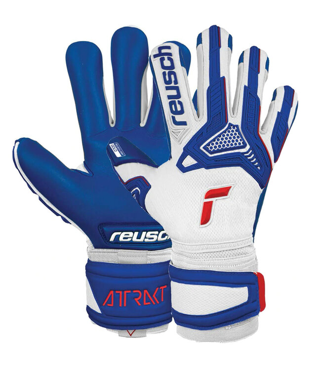 Reusch Attrakt Freegel Gold Sleek Finger Support Glove (White/Blue)