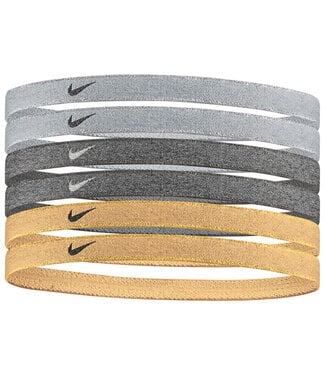 Nike SWOOSH SPORT HEADBANDS 6PK METALLIC (GRAY/BLACK/GOLD)