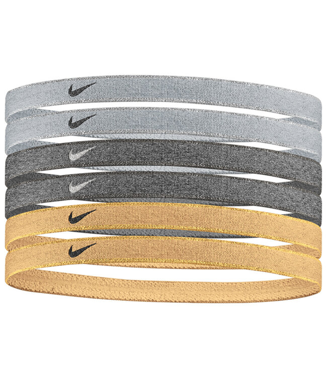 Nike Nike Swoosh Sport Headbands 6Pk Metallic (Gray/Black/Gold)