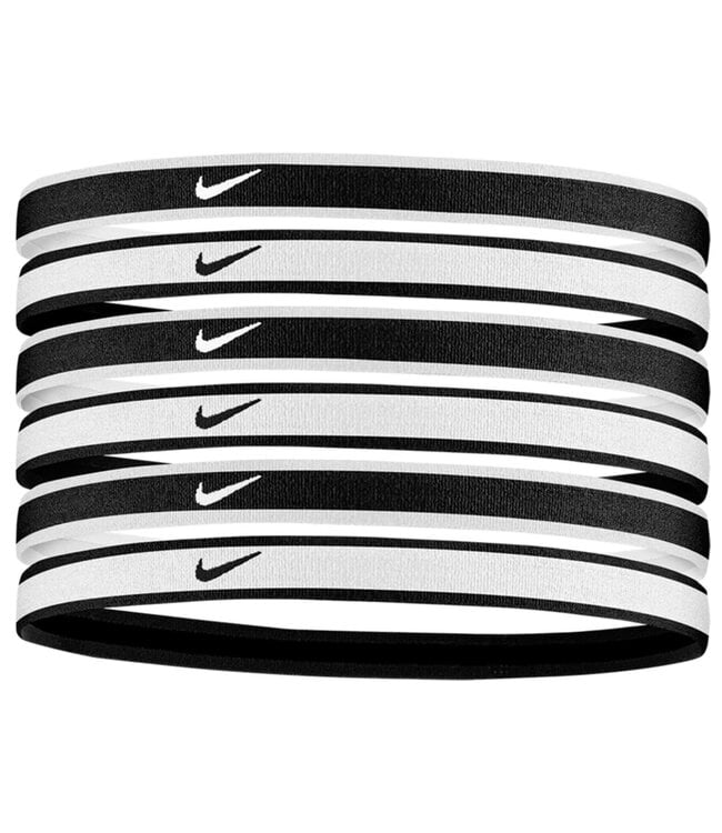 NIKE Swoosh Sport Headbands 6Pk Tipped (Black/White)