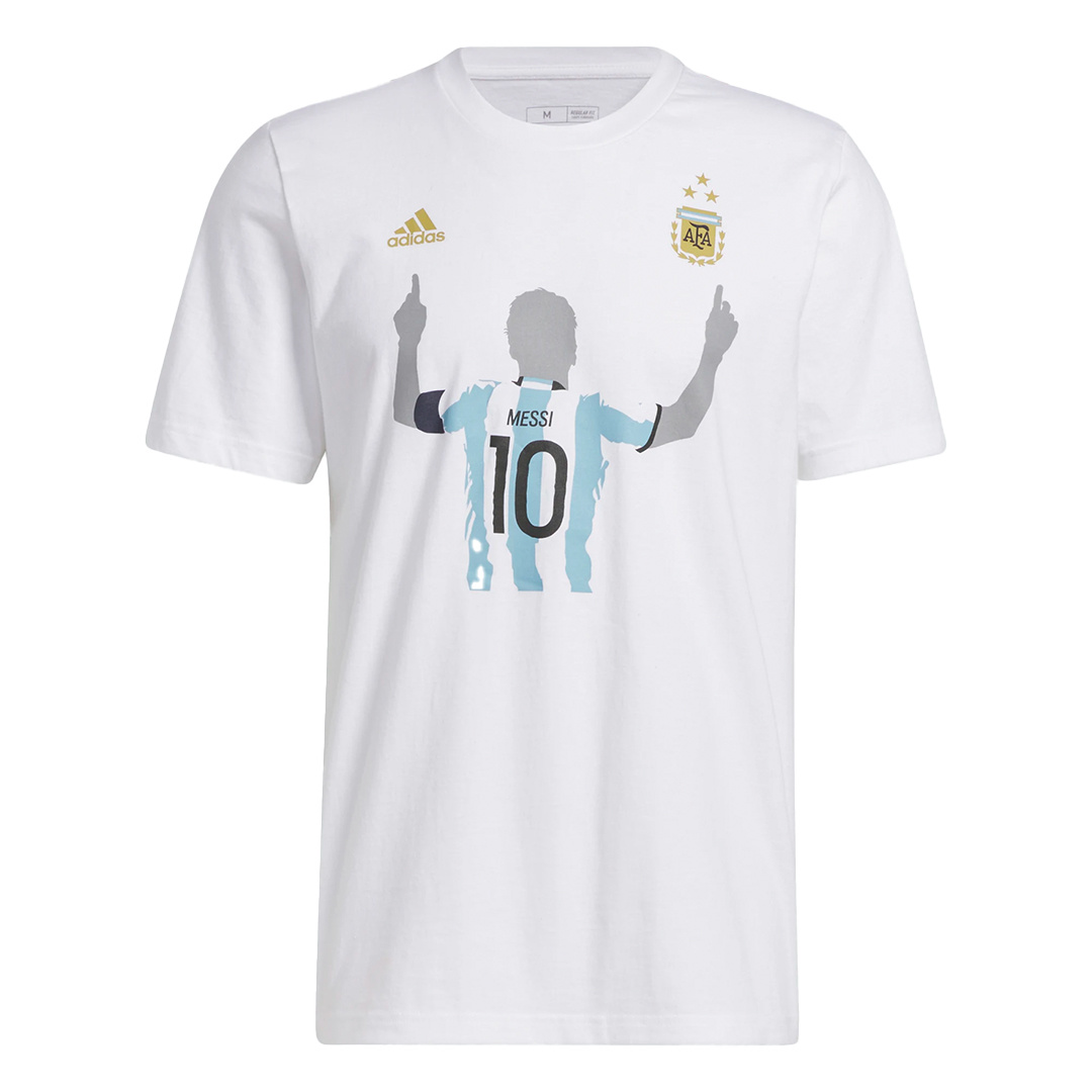 Men's Messi x Adidas White Name & Number T-Shirt Size: Medium