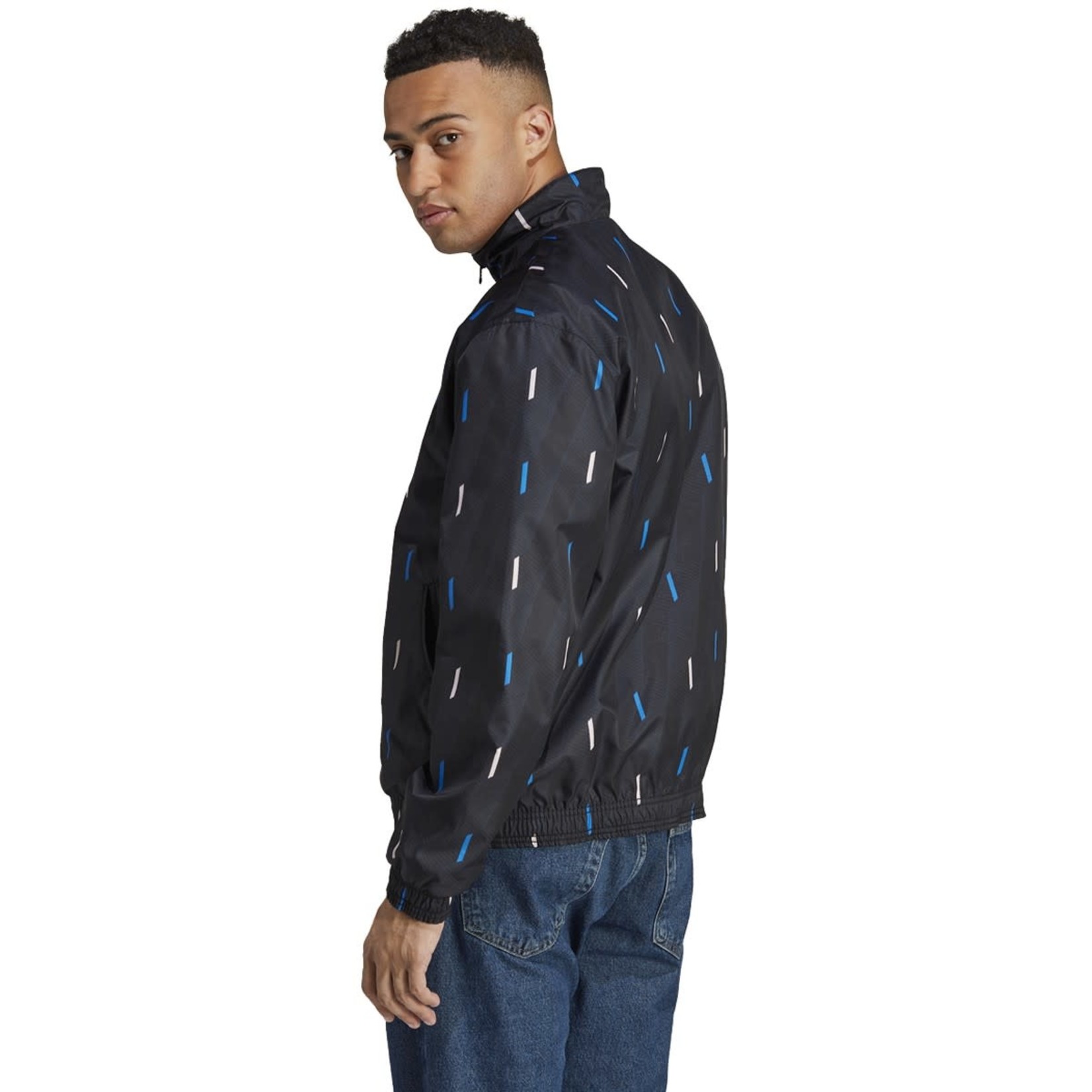 Reversible nylon full-zip blouson with an all-over pattern