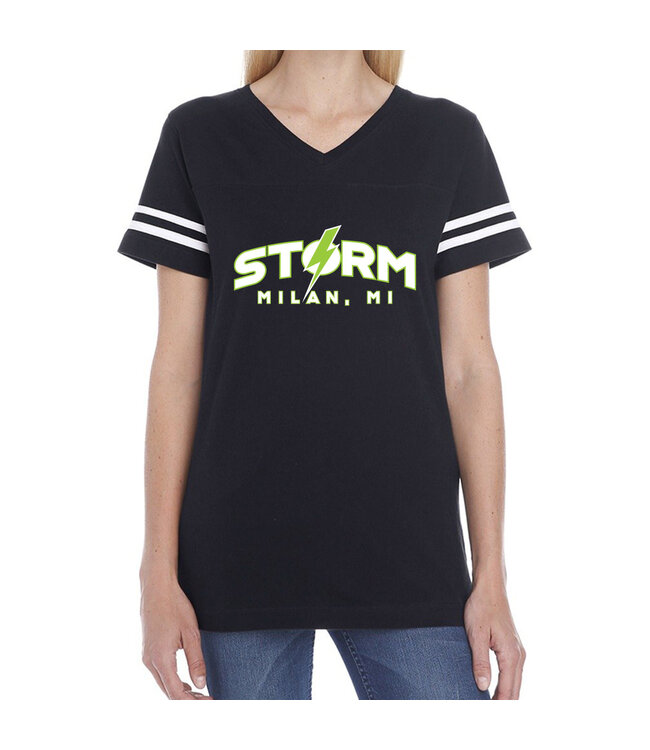 MILAN STORM: WOMEN'S FOOTBALL TEE (BLACK)
