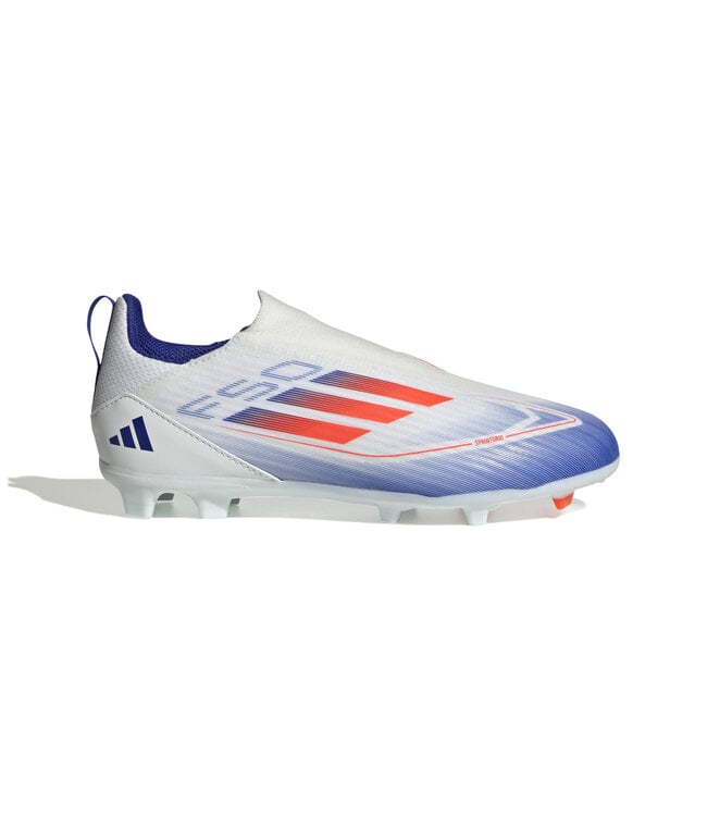 Adidas F50 League Laceless FG Jr (White/Orange/Blue)