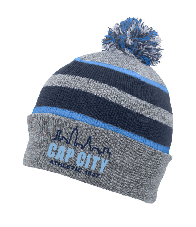 CAP CITY TEAM POM BEANIE (GRAY/BLUE)