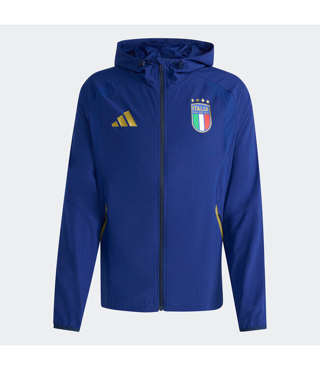 Adidas Italy 2026 Tiro Travel Full Zip Windbreaker Jacket (Blue)
