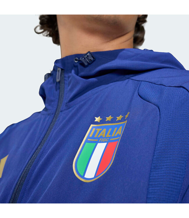 Adidas Italy 2026 Tiro Travel Full Zip Windbreaker Jacket (Blue)