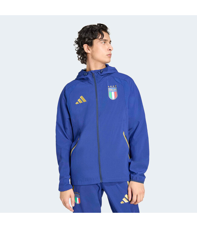 Adidas Italy 2026 Tiro Travel Full Zip Windbreaker Jacket (Blue)