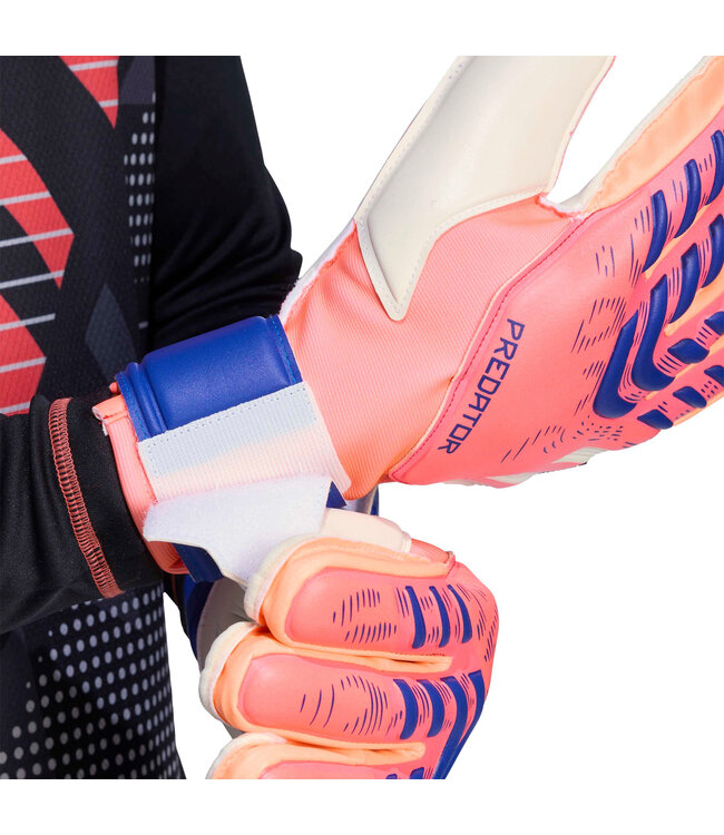 Adidas Predator Match Fingersave Goalkeeper Gloves (Coral/Blue)