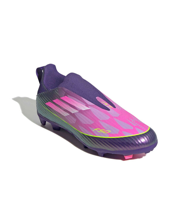 Adidas F50 League Laceless FG Jr 'Lamine Yamal' (Pink/Purple)