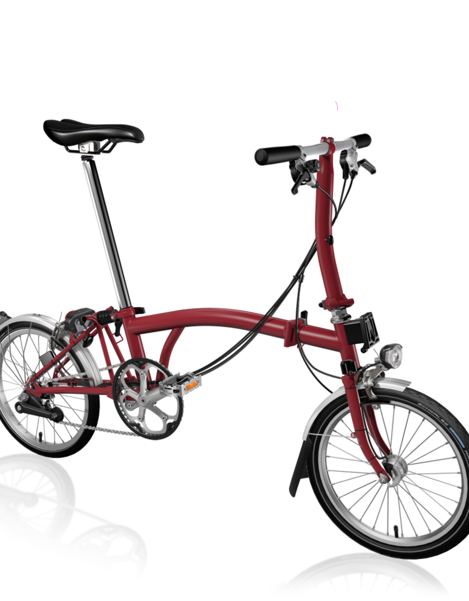 Brompton Bike C Line Explore, House Red, straight handlebars, dynamo lighting, Brompton