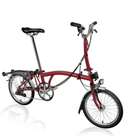 Brompton Brompton - Bike - C Line Explore, House Red, Mid-rise handlebars, dynamo lighting, rear rack, EZ Clamps, Brompton saddle