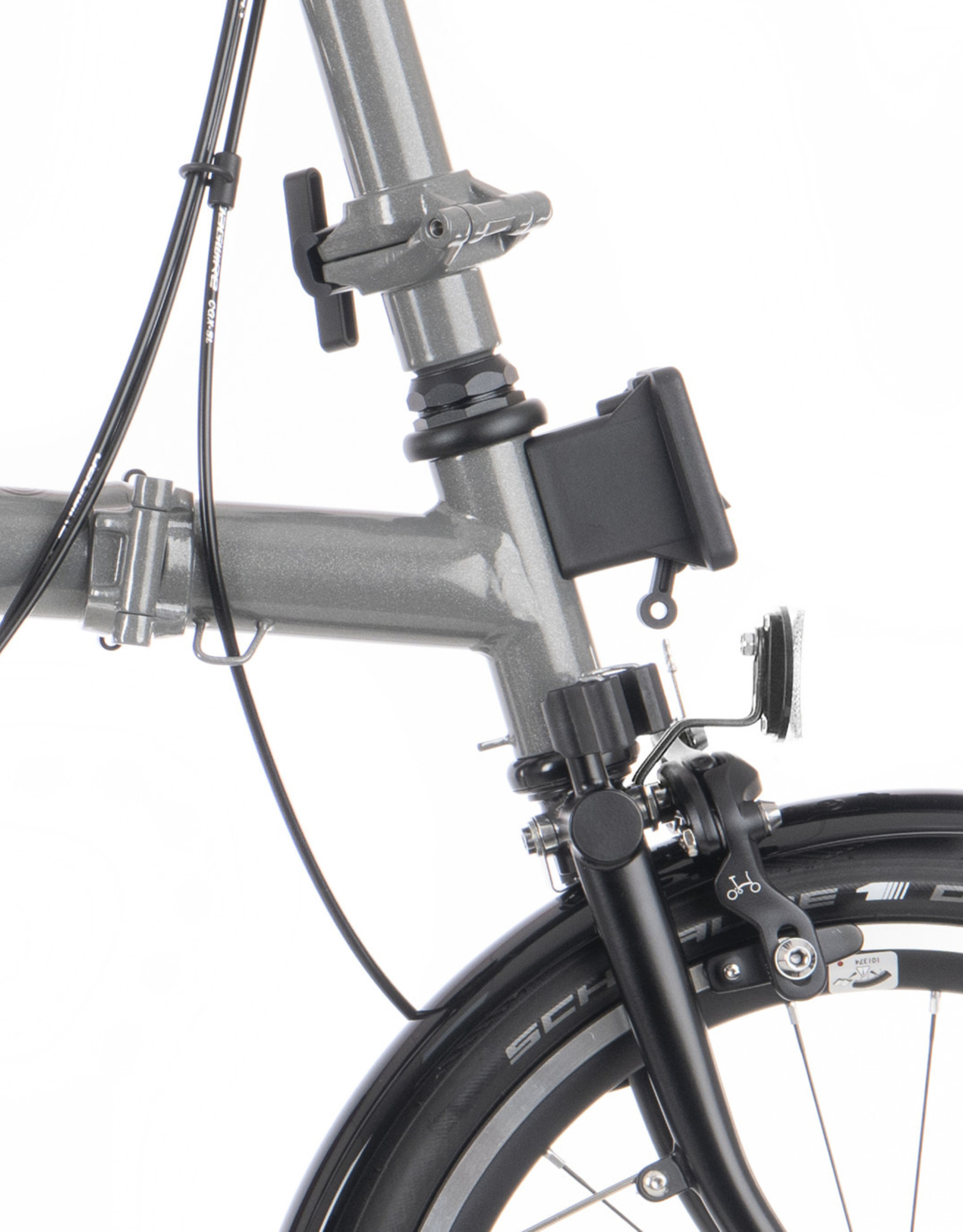 Brompton Brompton - Bike - P Line Urban H4L-X, TiBK, High-Rise Bar, Telescopic Seatpost with Fizik R7 Saddle, Storm Grey Metallic