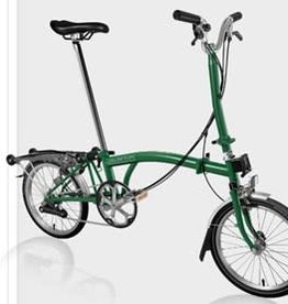 Brompton Brompton - Bike - C Line Explore, Racing Green, M Handlebar, Rear Rack, Marathon Racer tires, and wide Brompton saddle.