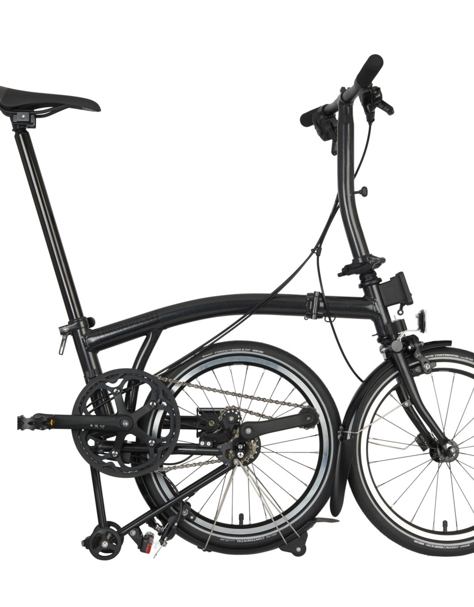 Brompton Brompton - Bike - P Line Urban S4L-X, TiBK, H Handlebar, Telescopic Seatpost, Brooks Cambium C17, Midnight Black Metallic