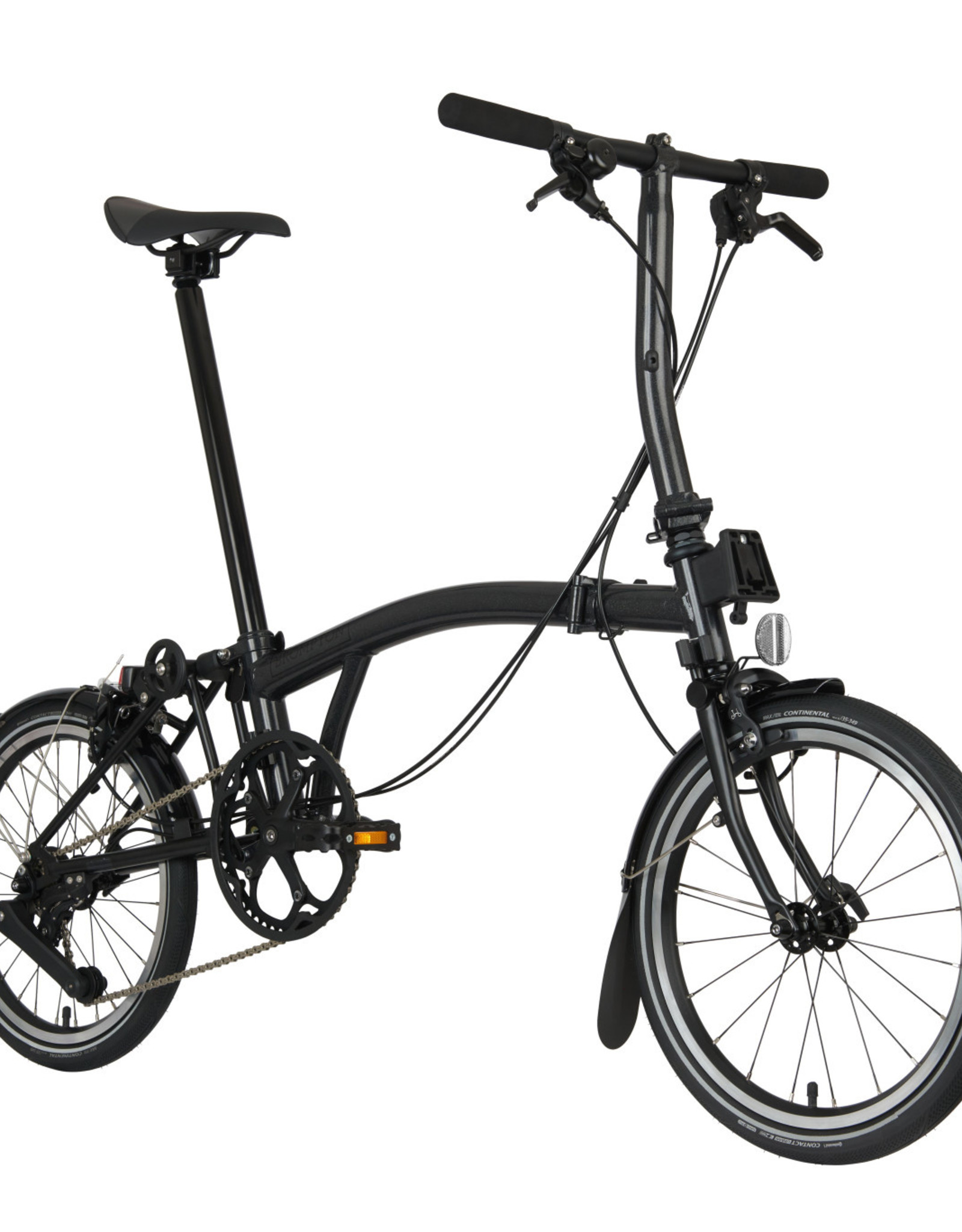 Brompton Brompton - Bike - P Line Urban S4L-X, TiBK, H Handlebar, Telescopic Seatpost, Brooks Cambium C17, Midnight Black Metallic