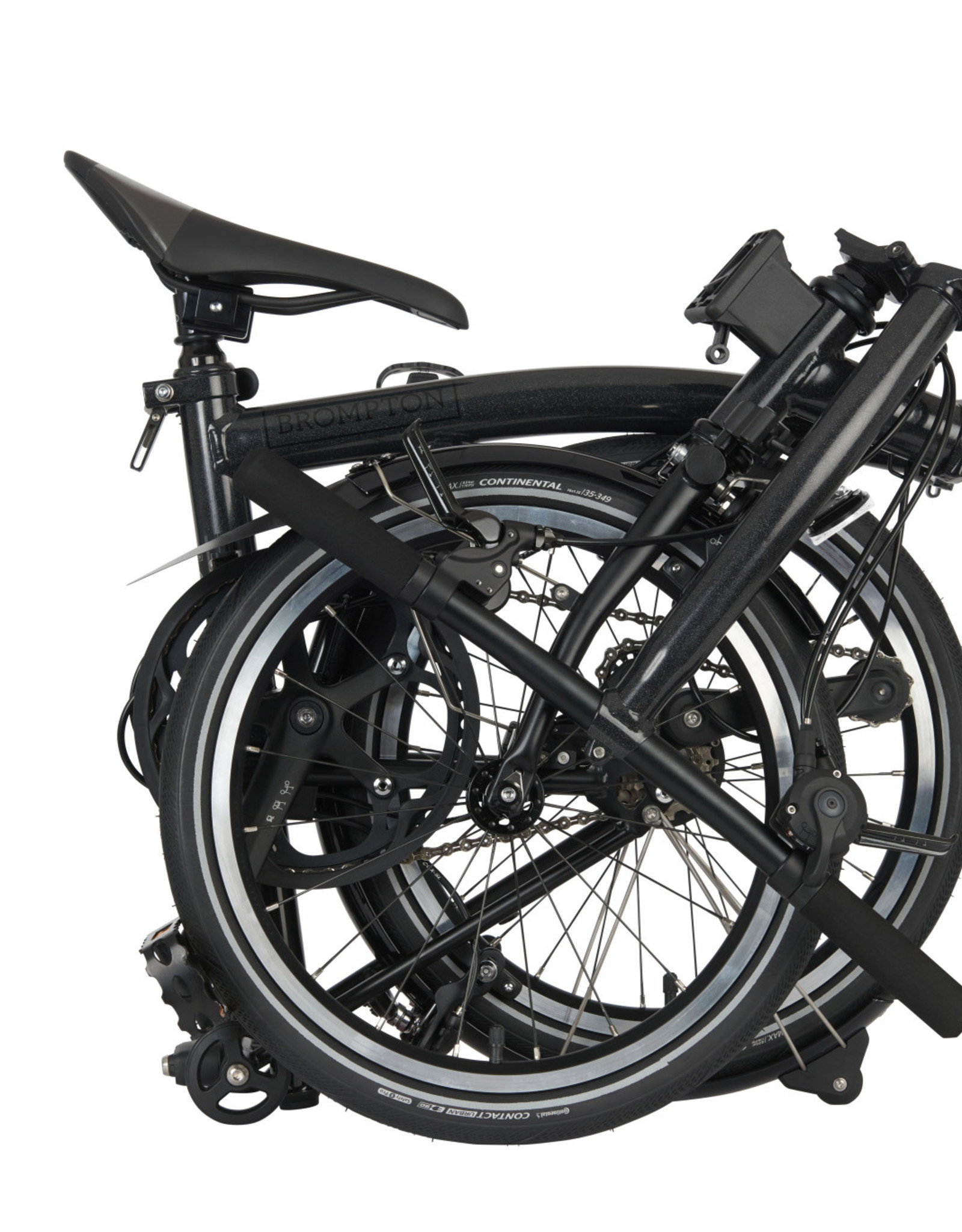 Brompton Brompton - Bike - P Line Urban S4L-X, TiBK, H Handlebar, Telescopic Seatpost, Brooks Cambium C17, Midnight Black Metallic