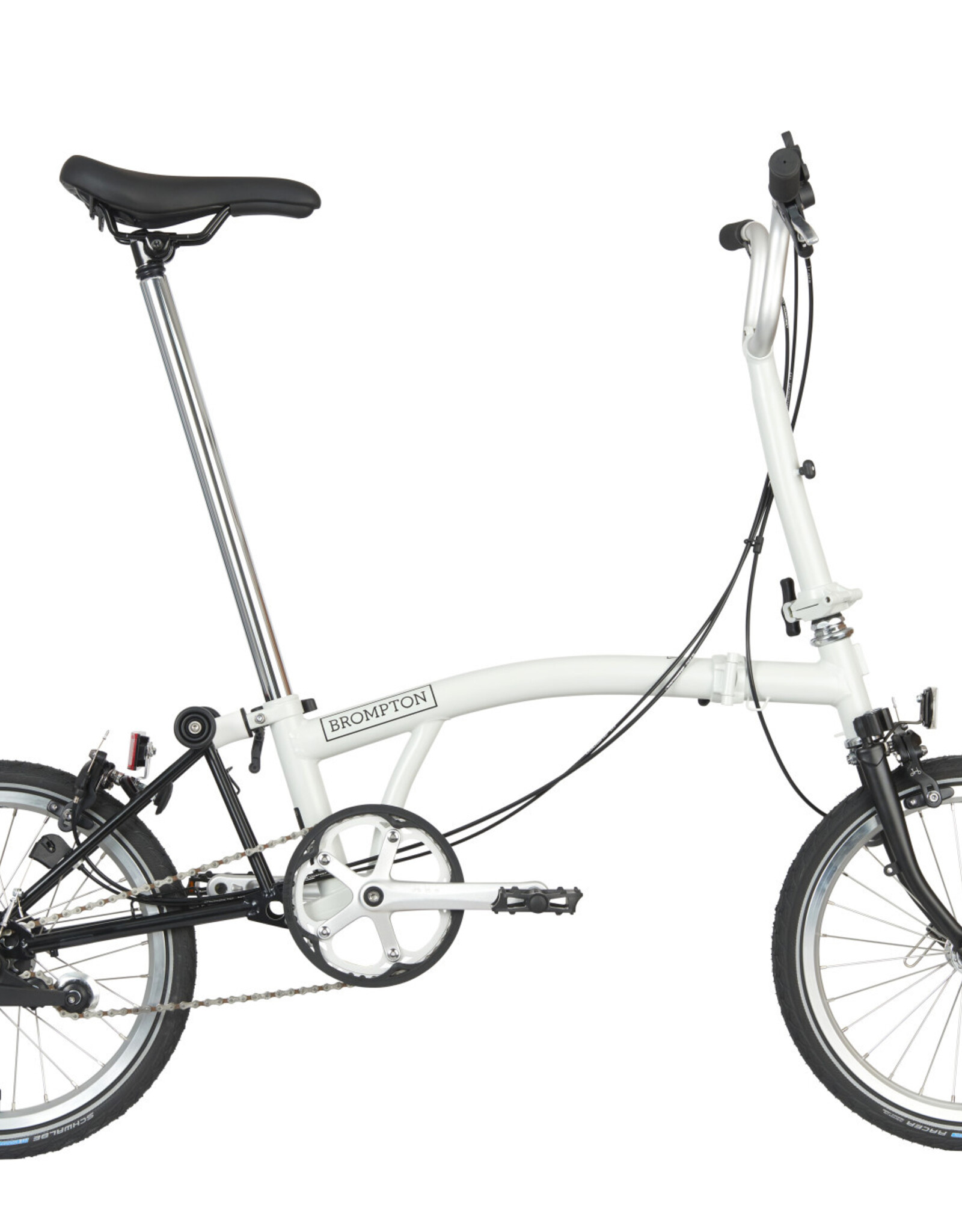 Brompton Brompton - Bike - A line 3-speed, Mid-rise HB, Ext SP, Papyrus White