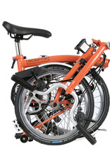 Brompton Brompton - Bike - C Line Explore, Fire Coral, M Handlebar, Battery Lighting, Extended Seatpost, Brooks Cambium saddle