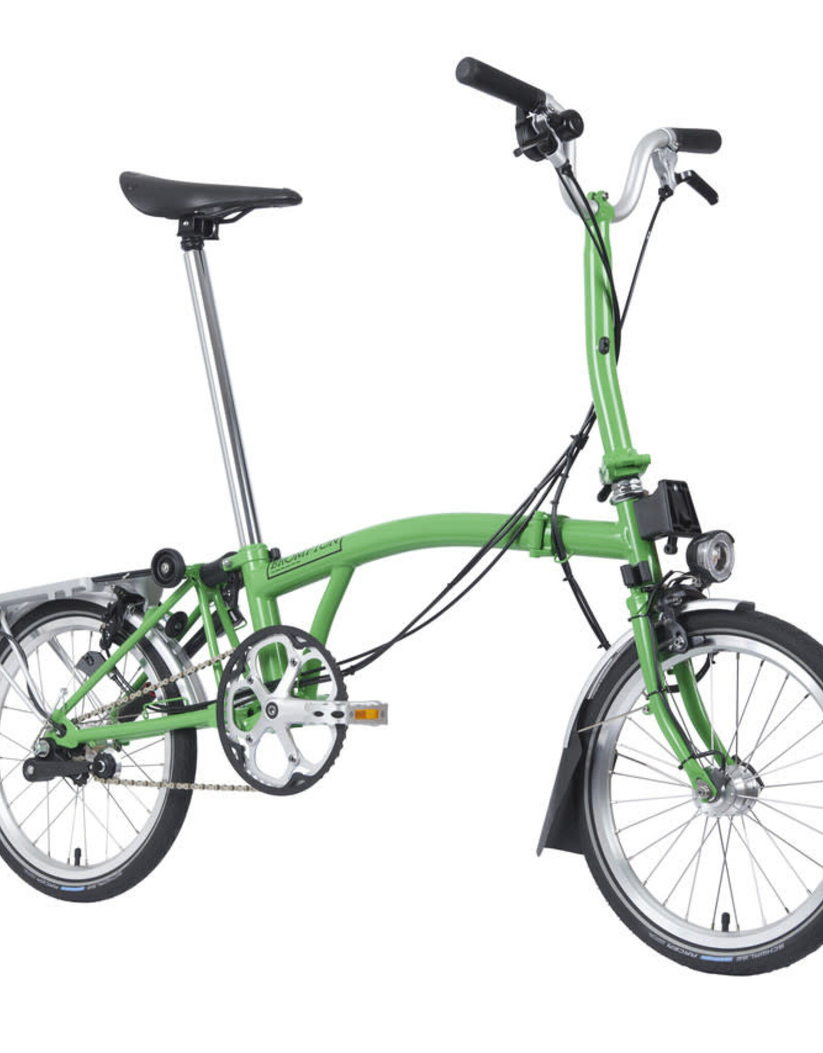 Brompton Brompton - Bike - C Line 3 Speed Archive Edition, Apple Green, M Handlebar, Rear Rack, Dynamo, Brooks Cambium