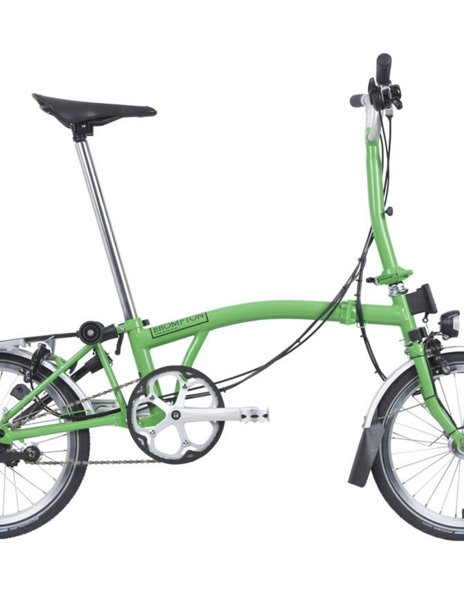 Brompton Brompton - Bike - C Line 3 Speed Archive Edition, Apple Green, M Handlebar, Rear Rack, Dynamo, Brooks Cambium