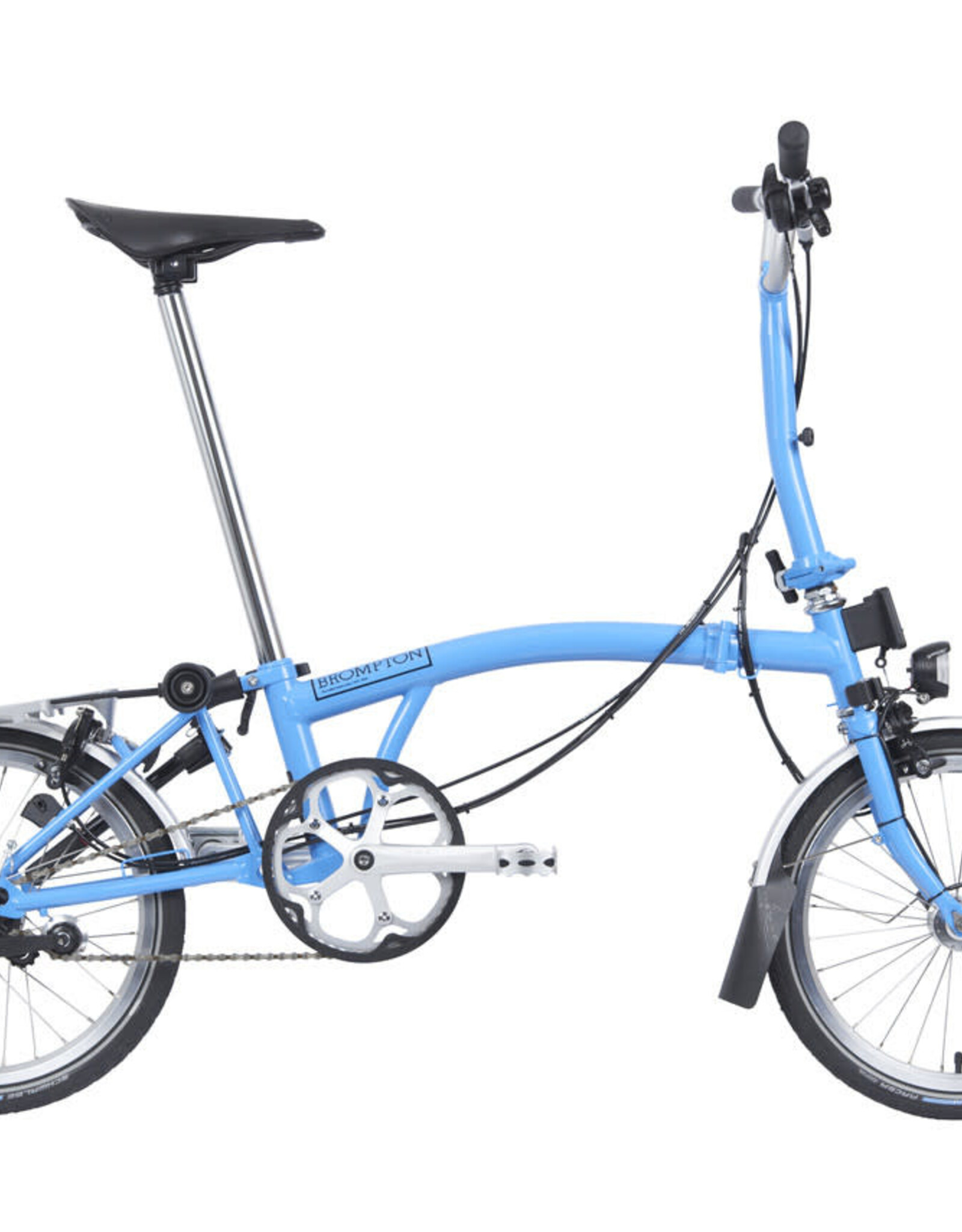 Brompton Brompton - Bike - C Line 3 Speed Archive Edition, Arctic Blue, M Handlebar, Rear Rack, Dynamo, Brooks Cambium
